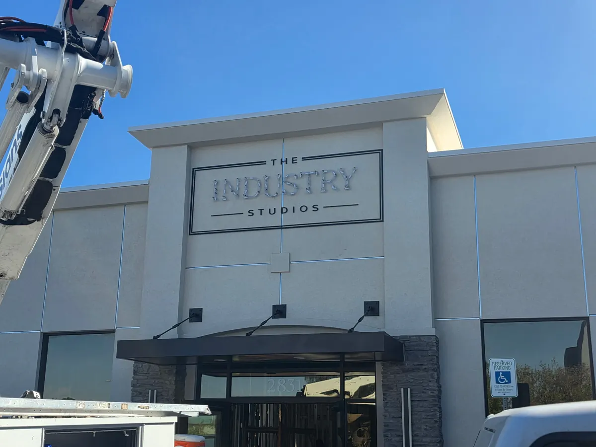 The Industry Studios entry sign installation, October 2026, Henderson NV